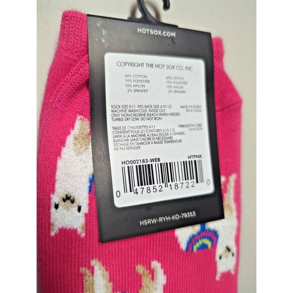 Hot Sox Unisex Llama Pink Crew Socks One Pair Fits Sizes 9-11 NWT - Picture 5 of 6
